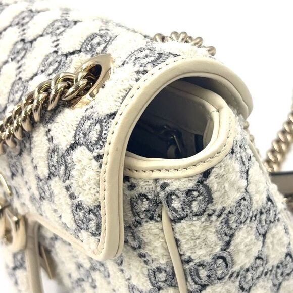 Gucci Ggmarmont Quilted Small Chain Shoulder Bag Sequins X Fabric Black X White - Picture 6 of 14